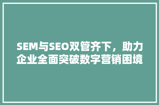 SEM与SEO双管齐下，助力企业全面突破数字营销困境  第1张