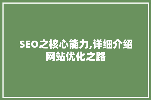 SEO之核心能力,详细介绍网站优化之路