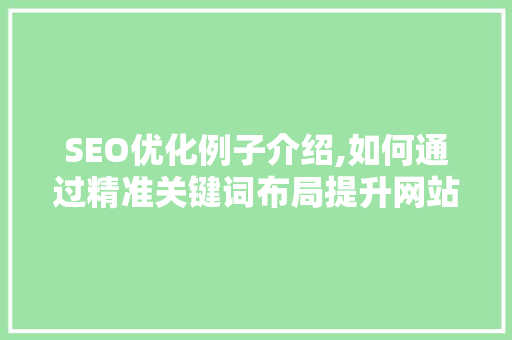 SEO优化例子介绍,如何通过精准关键词布局提升网站排名  第1张