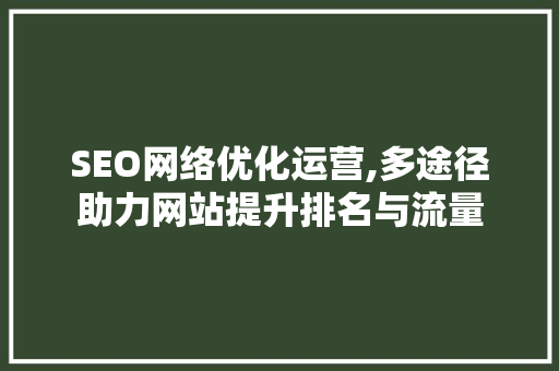 SEO网络优化运营,多途径助力网站提升排名与流量